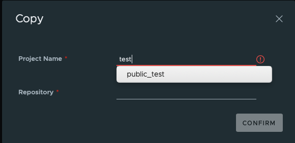 Project to copy dropdown