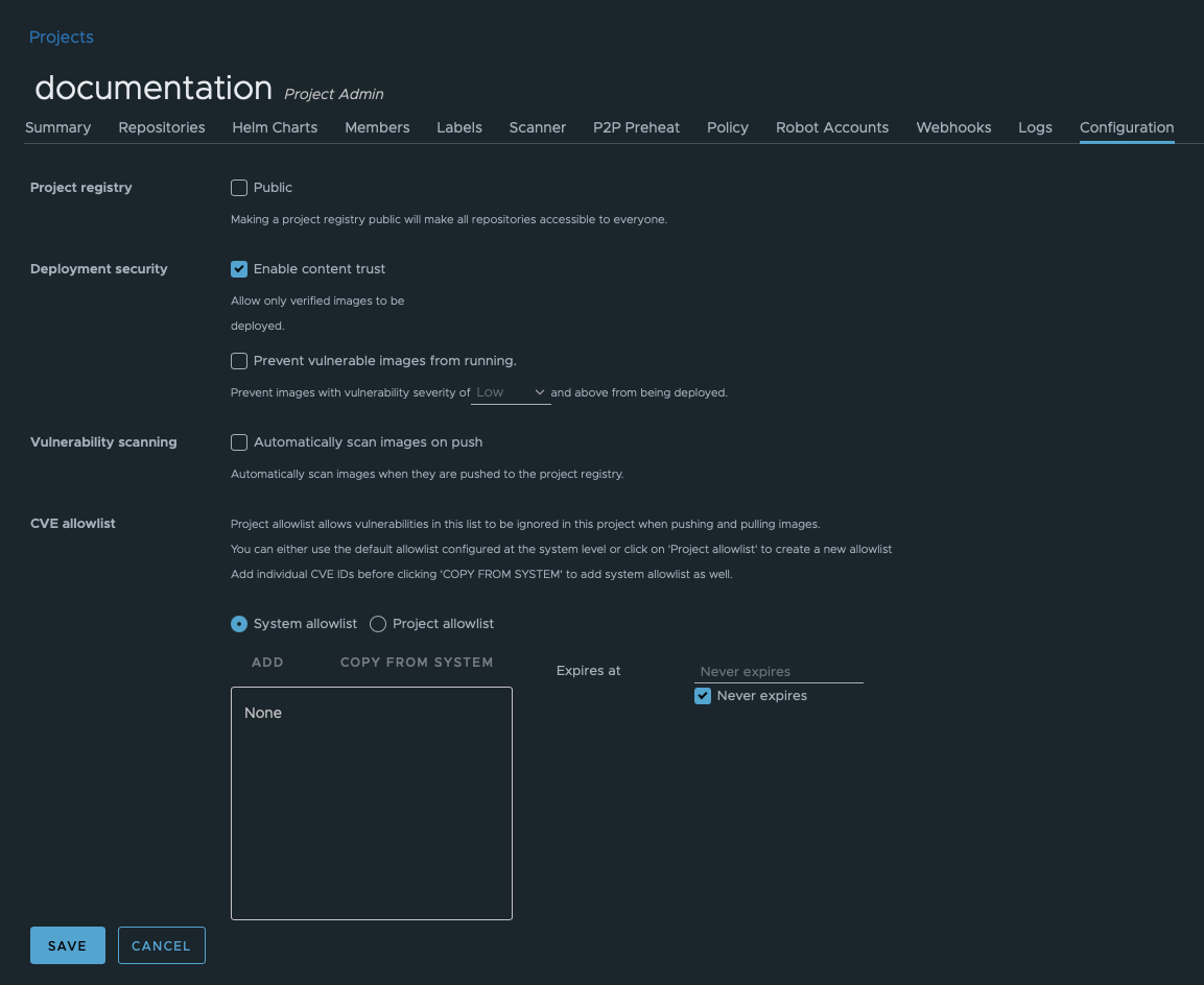 Configuration tab