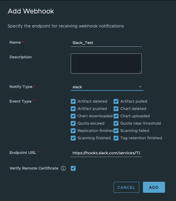 Create webhook