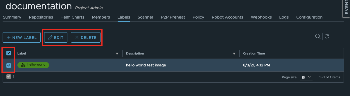 Edit labels