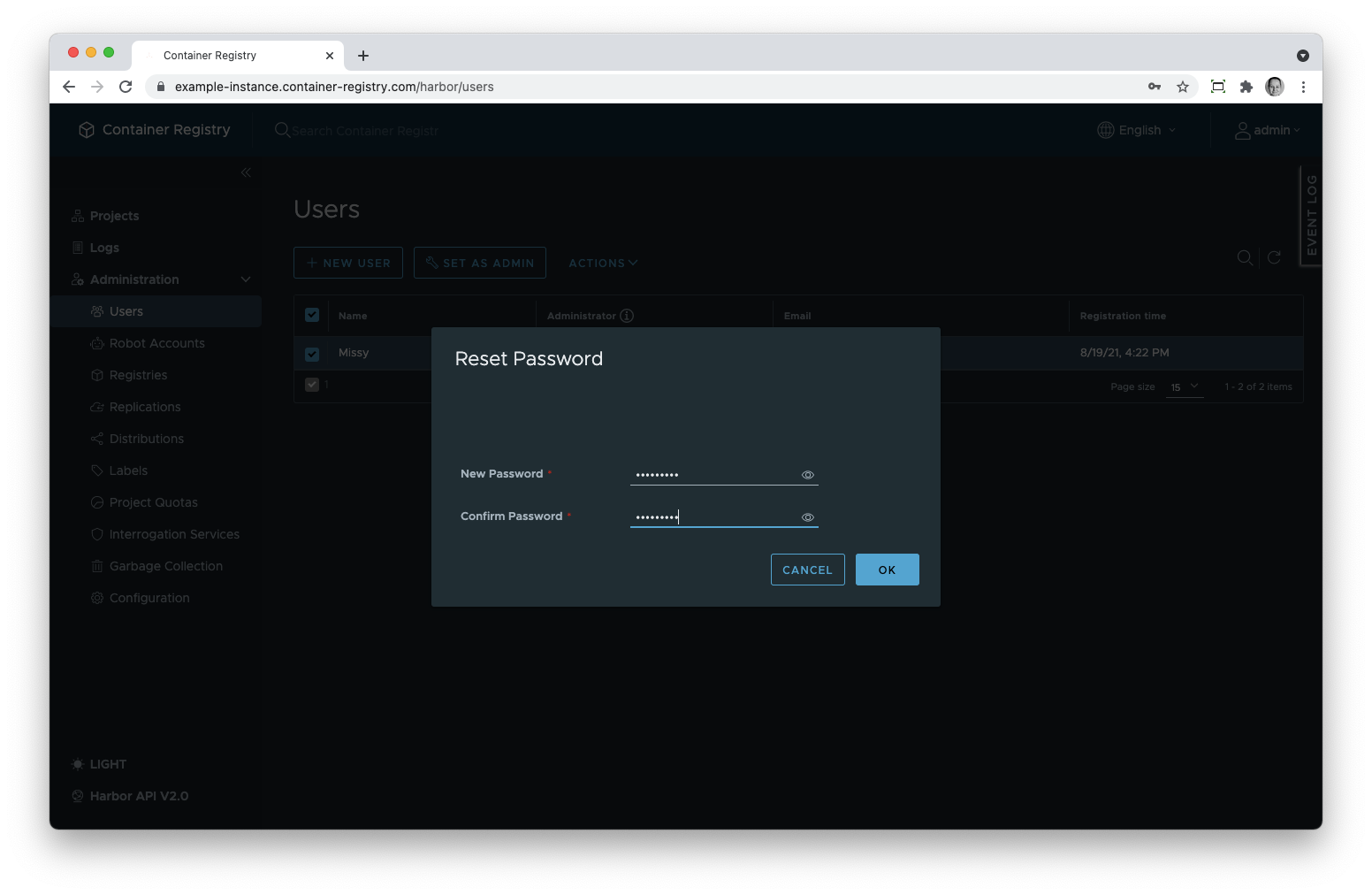 Reset user pwd 2