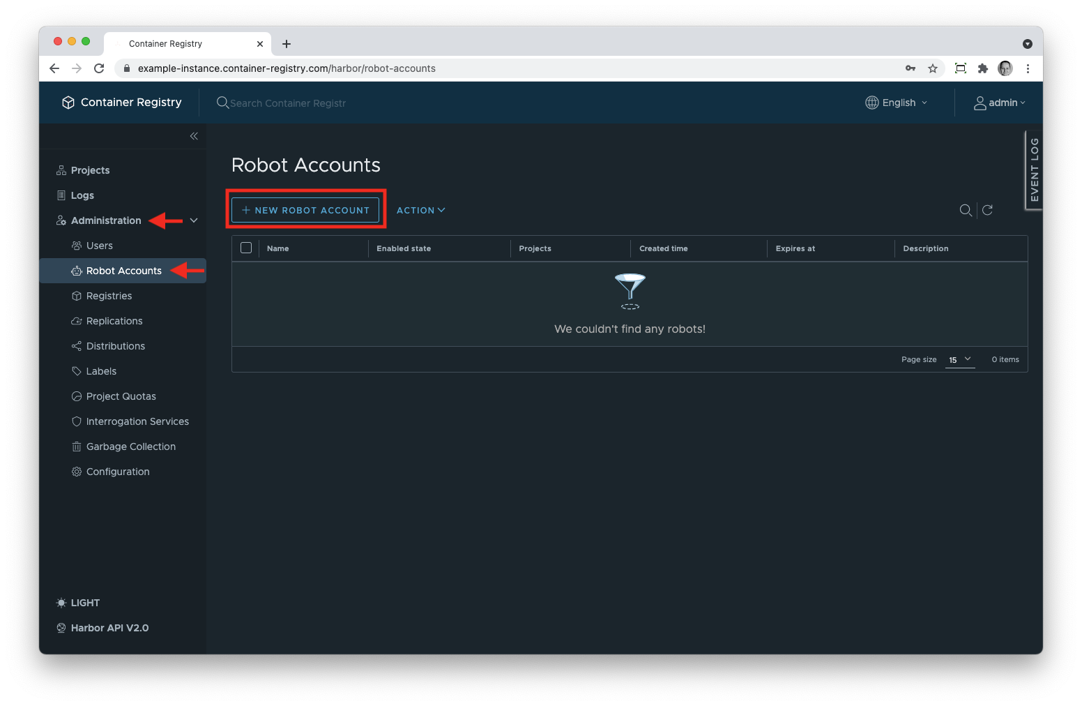 Create system robot account