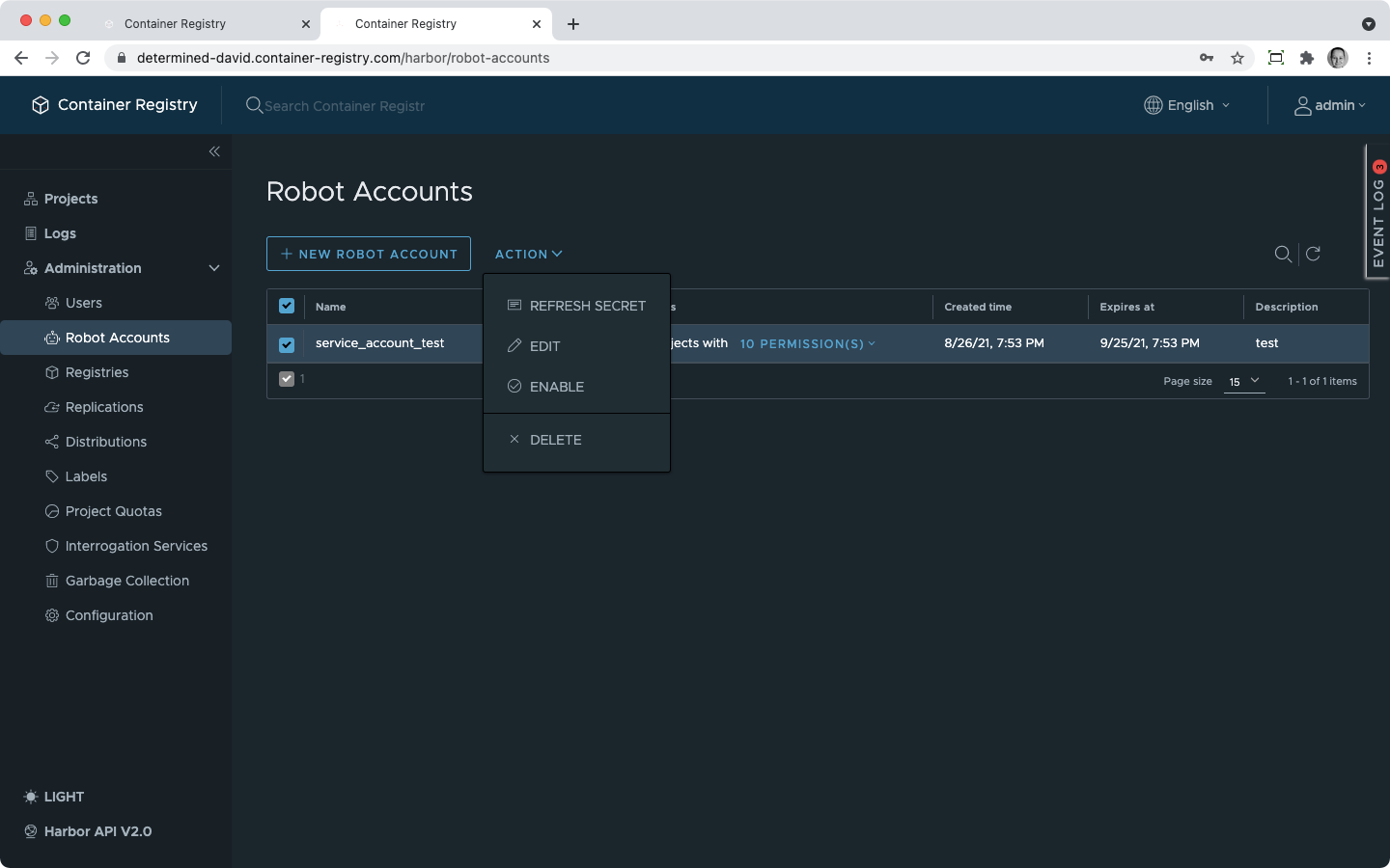 Enable system robot account