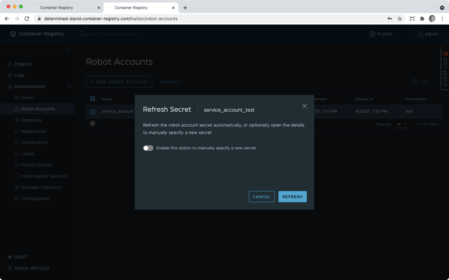 Refresh system robot secret