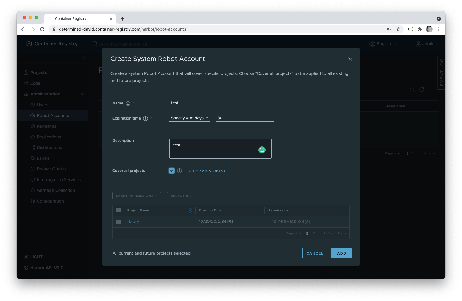 Robot include all filtered projects