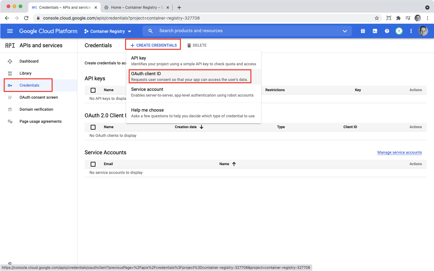 Oauth client ID google