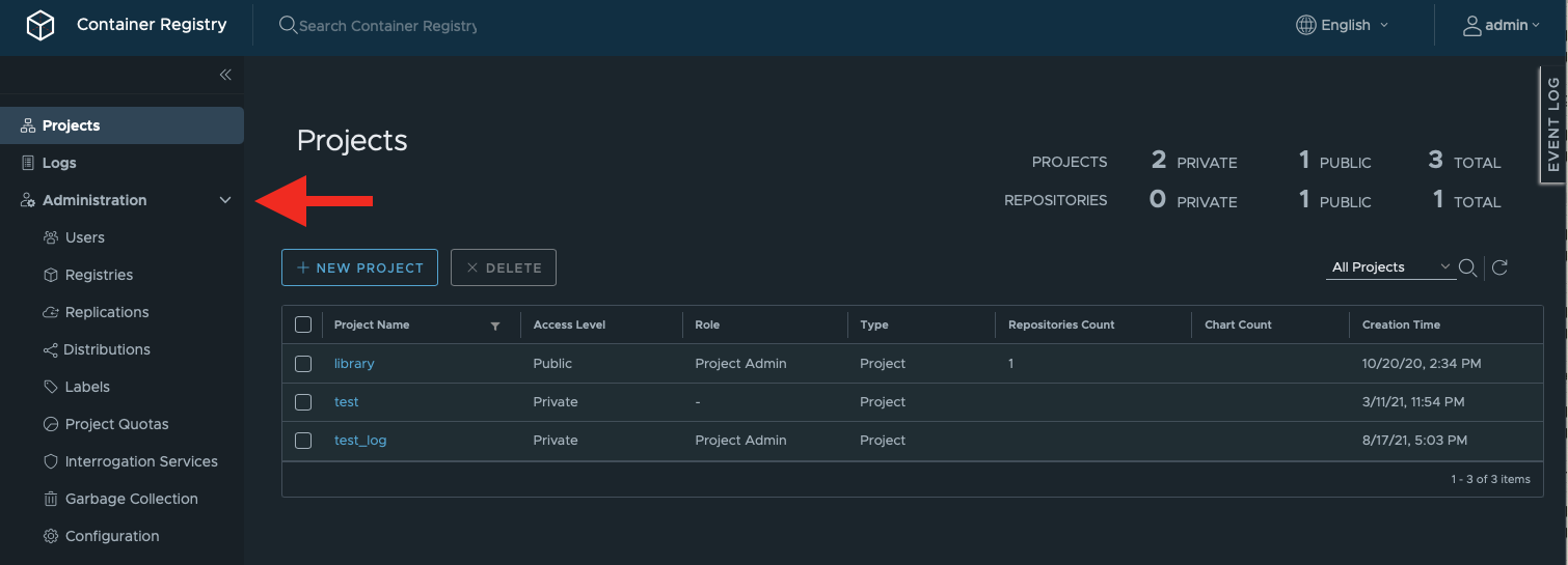 Administration tab