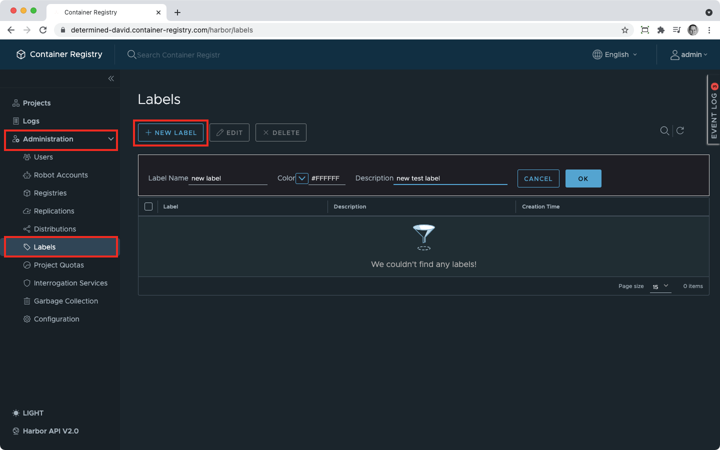 New system wide label