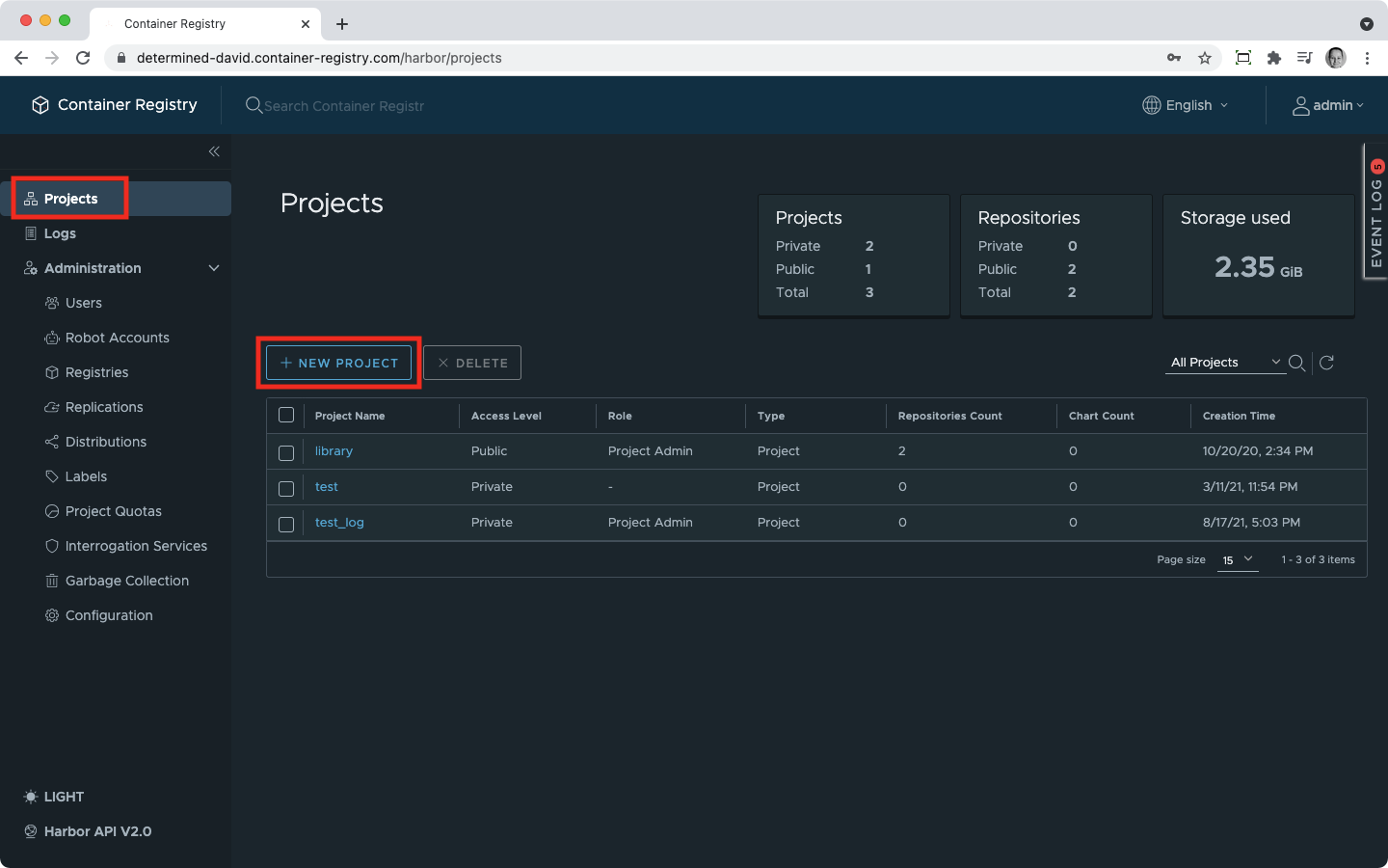 Create new project