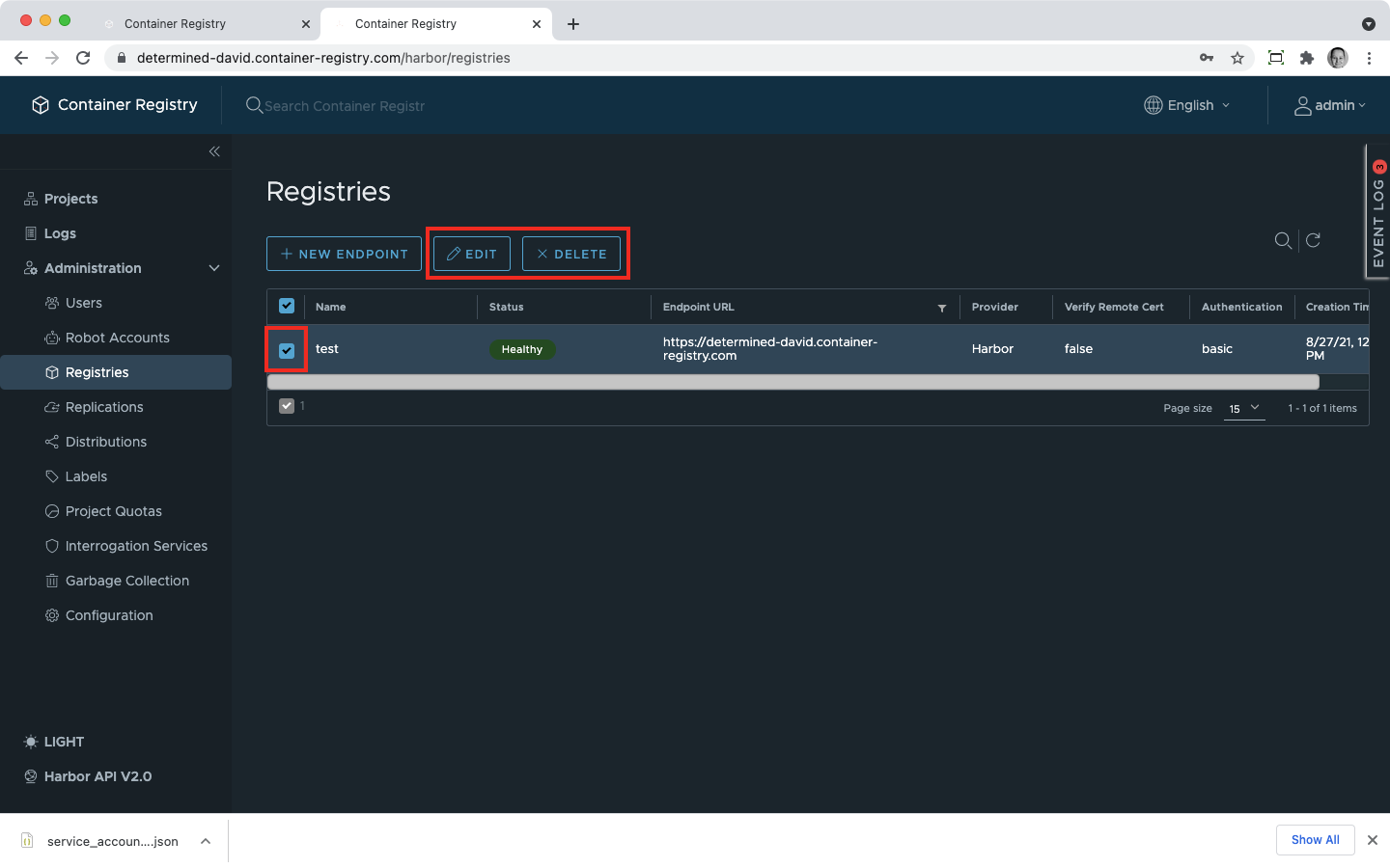 Delete edit endpoint