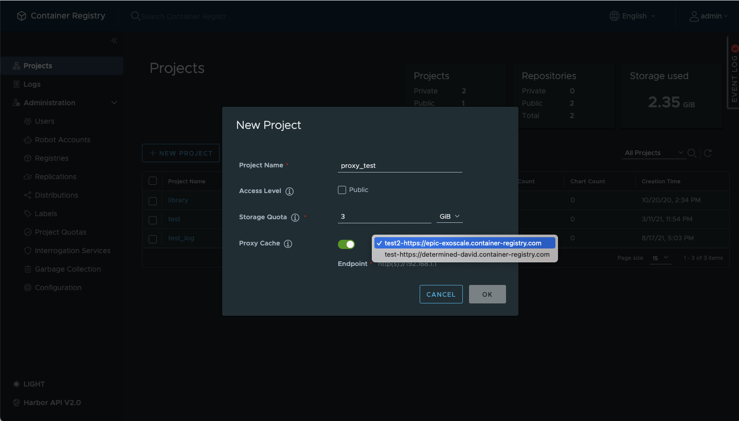 New proxy cache project