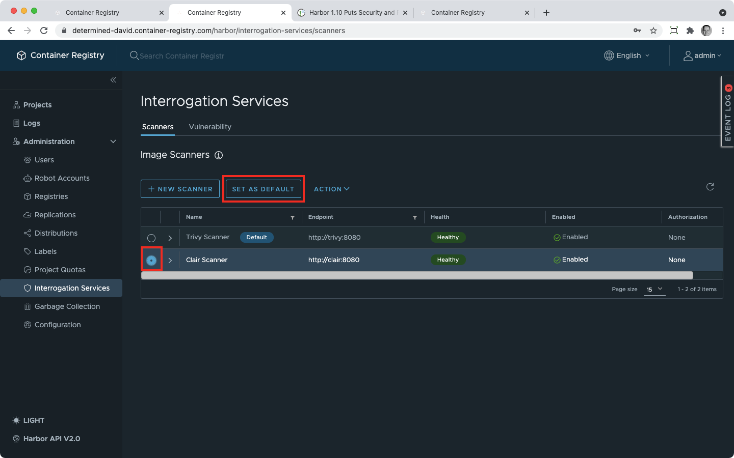 New default system scanner