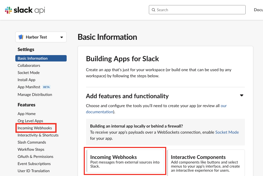 Basic info slack app