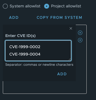 Cve allowlist linebreaks