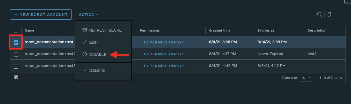 Disable robot account