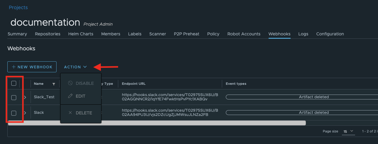 Edit webhooks
