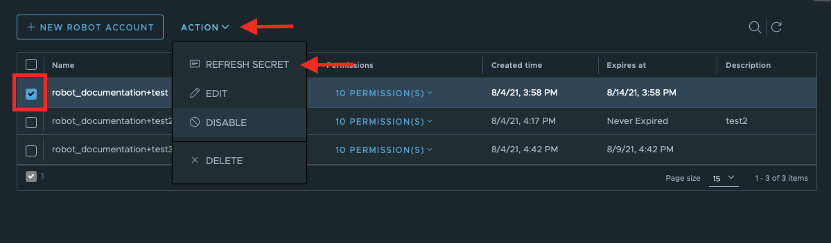 Refresh robot secret
