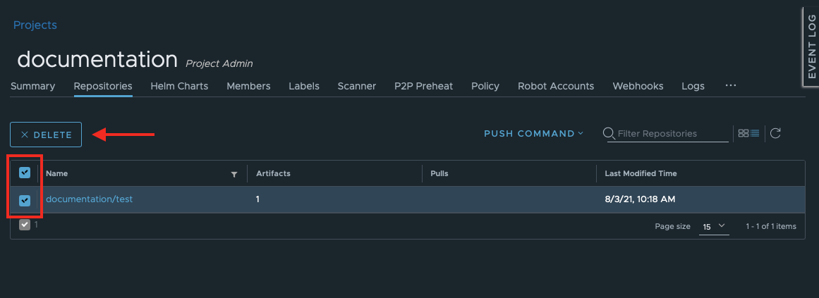 Delete repository gui
