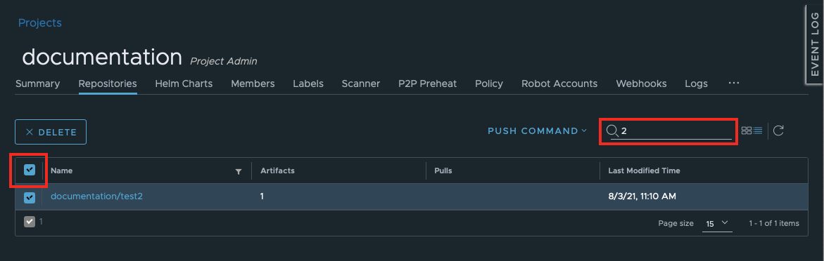 Delete selected repositories