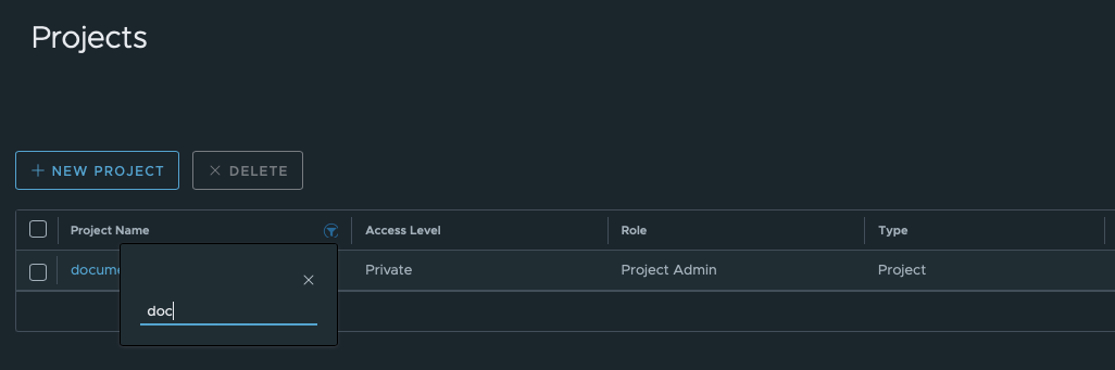Search column header