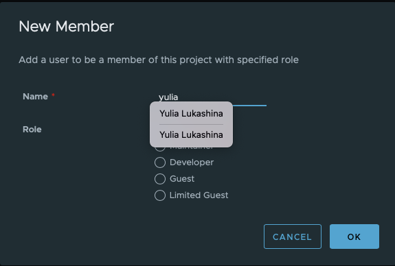 Type in user name