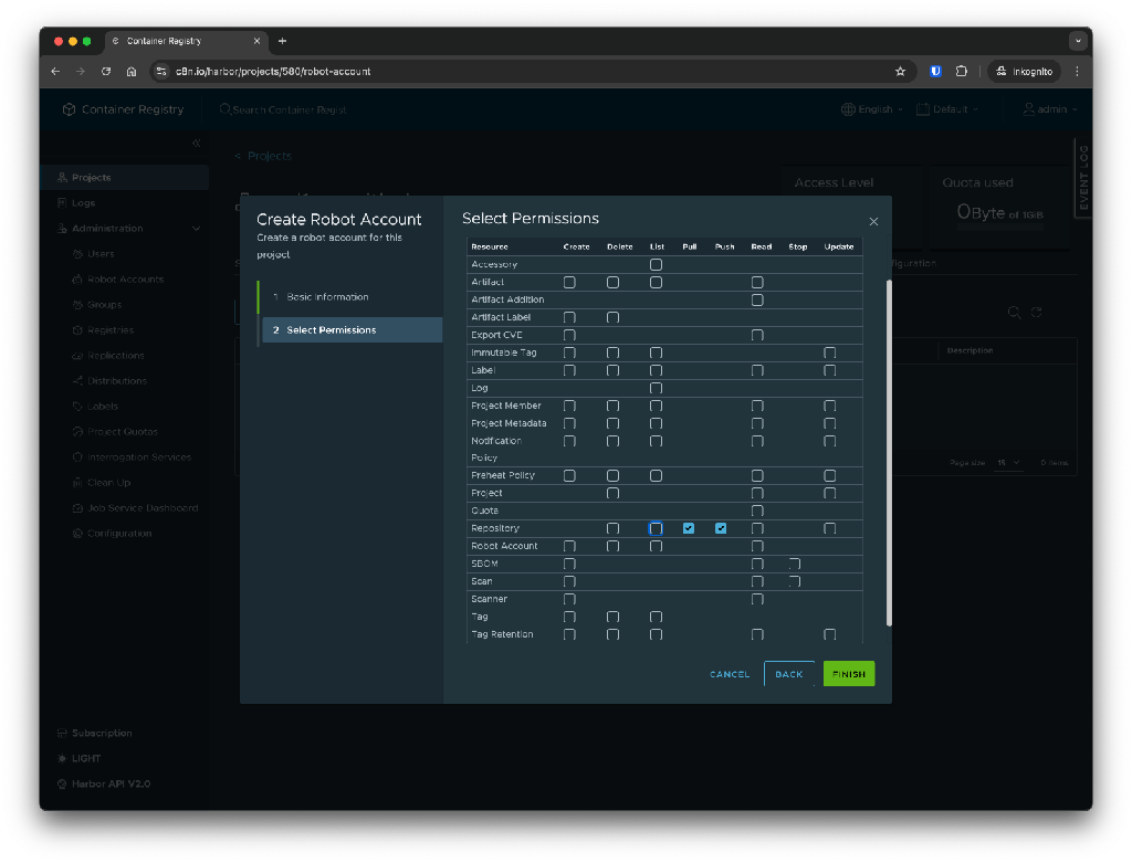 Add the Robot Account Permissions